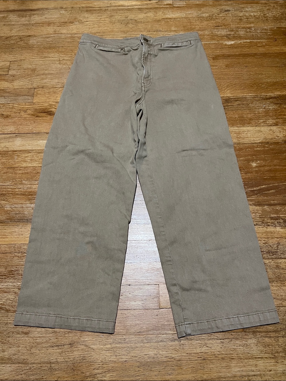 Madewell Emmett Wide-Leg Crop Pants Khaki Tan High Rise Stretch Size 31